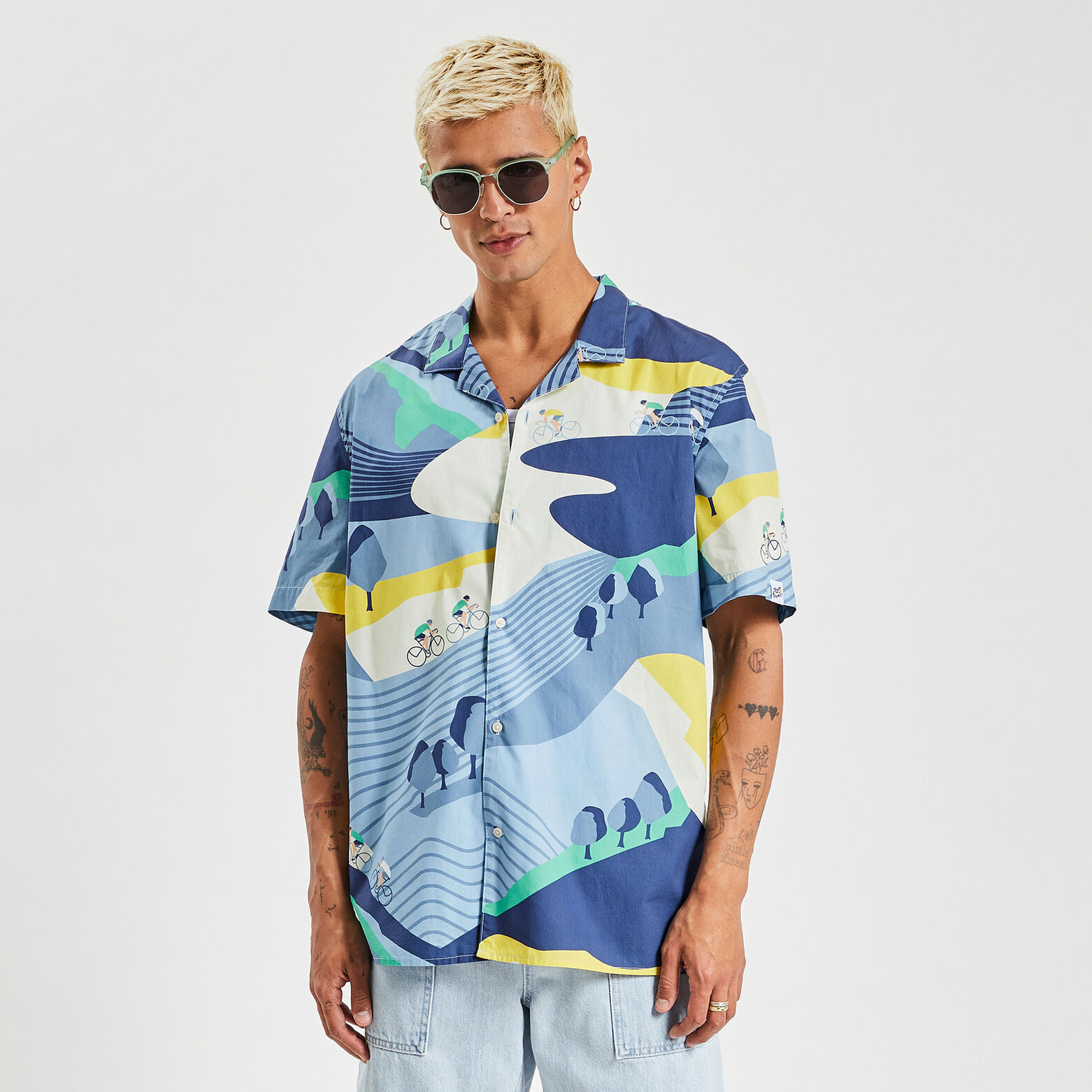 Chemisette regular licence Tour de France coton bi Bleu