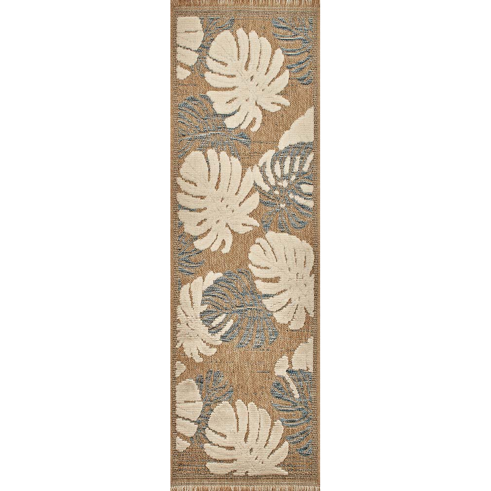 Tapis intérieur extérieur aspect jute tulum 9062 bleu 230 x 160 cm