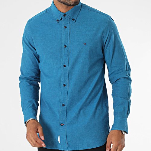 Chemise Manches Longues 9968 Bleu Pétrole Chiné