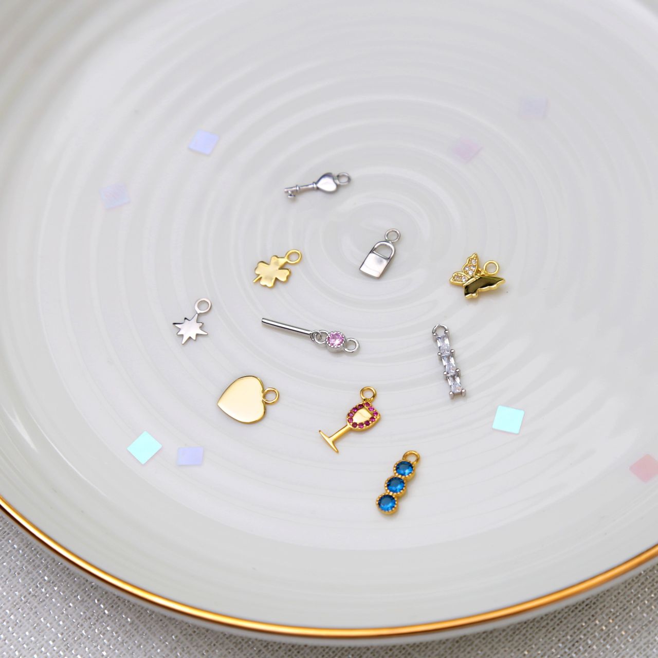 Zilveren oorbelhanger gold geboortesteen Mix&Match