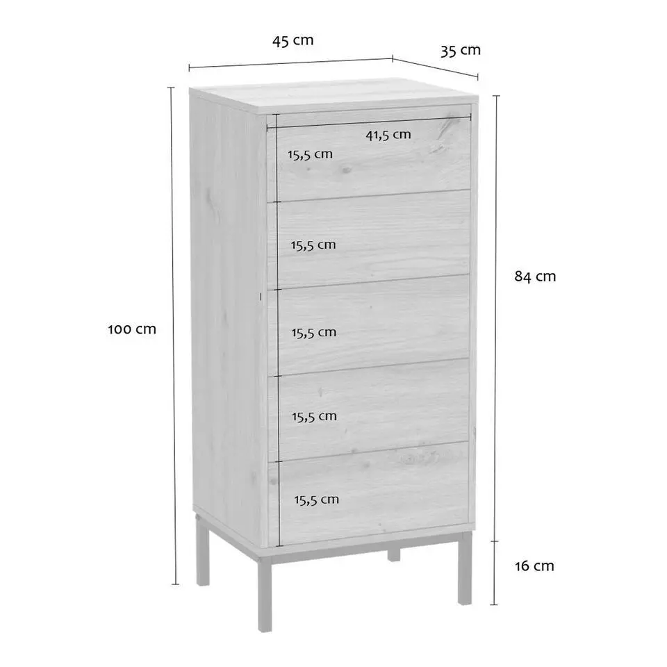 CALICOSY - Ladekast LENNY - Licht hout - 100x45x38 cm