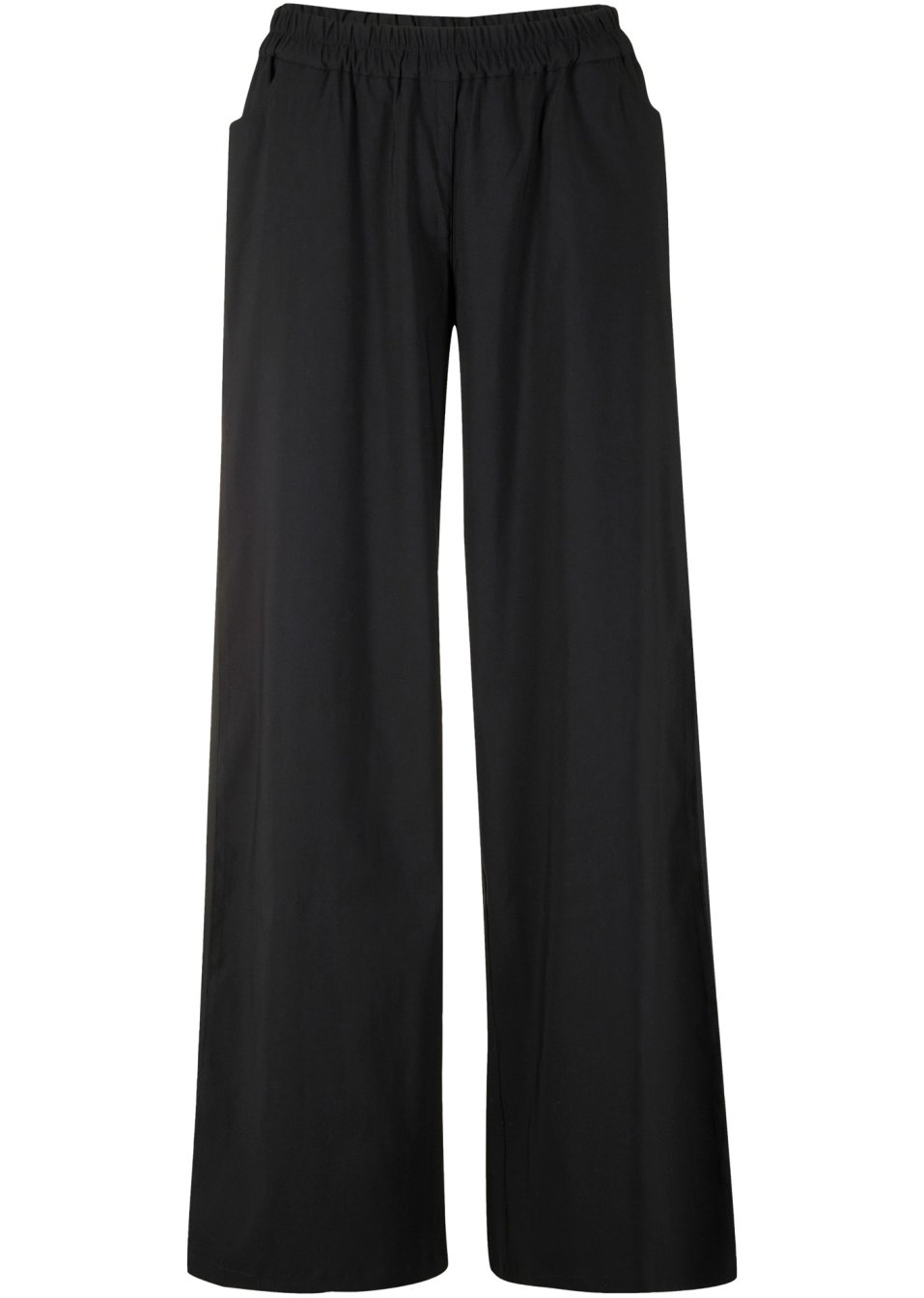 Pantalon taille extensible en bengaline avec jambes larges et fente, taille confortable