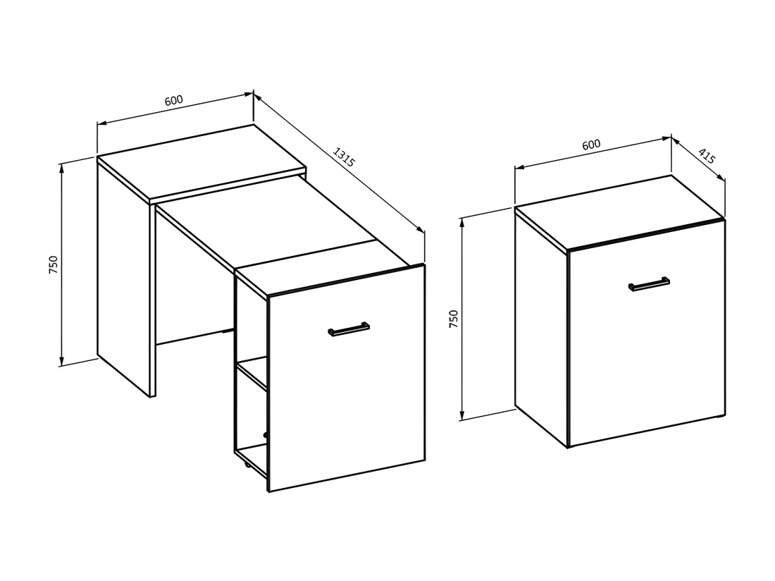 Bureau pliable spécial petite espace collection FLIP coloris blanc.