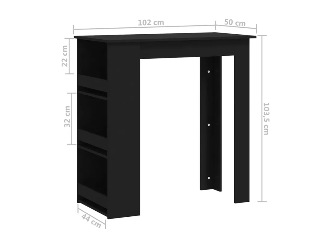 Table de bar avec rangement Noir 102x50x103,5 cm Aggloméré