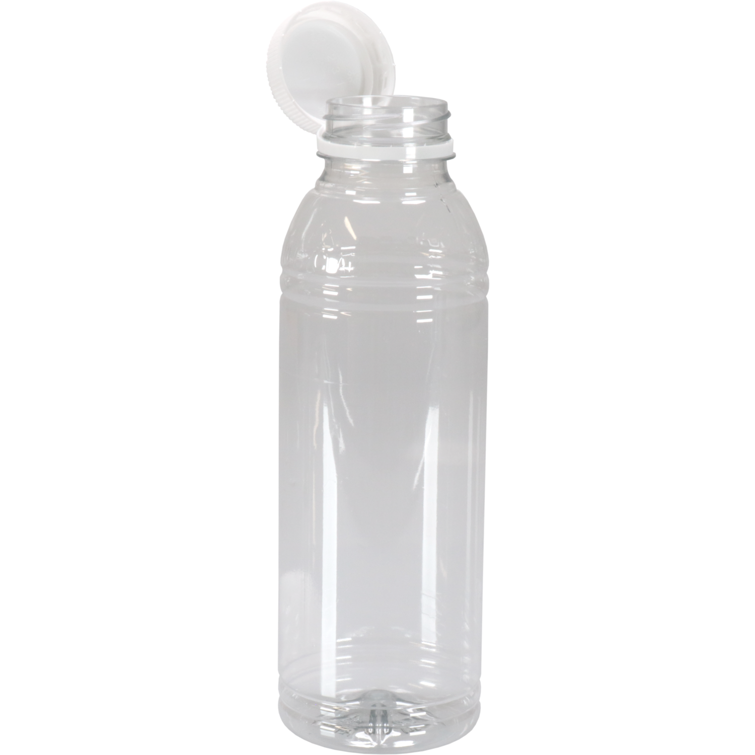 Fles, petfles, Gerecycled PET, met vaste dop, 500ml, transparant/wit