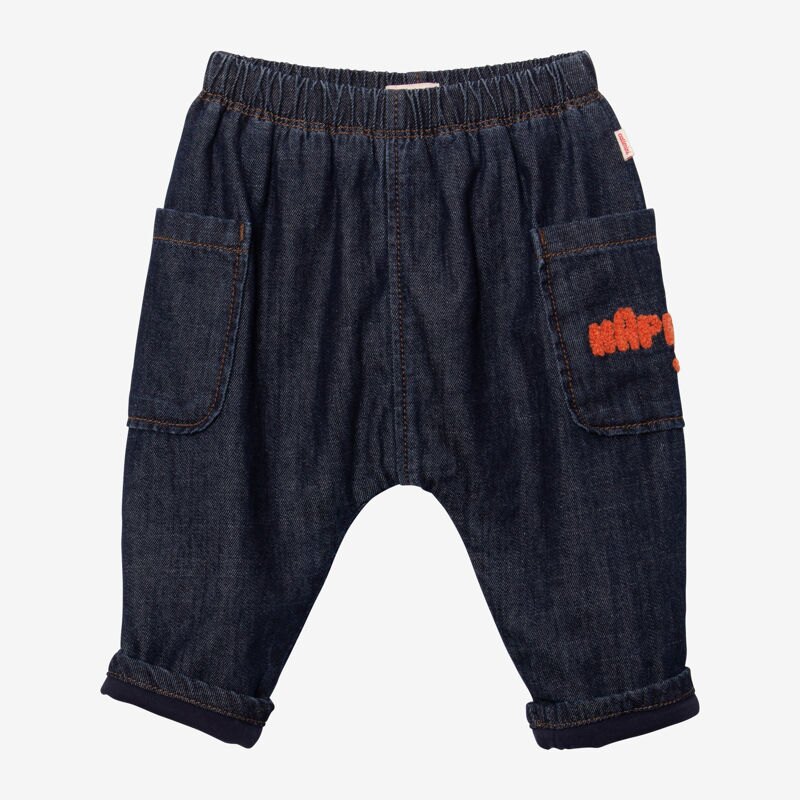 Sarouel bébé en jean broderie bleu Catimini Bleu