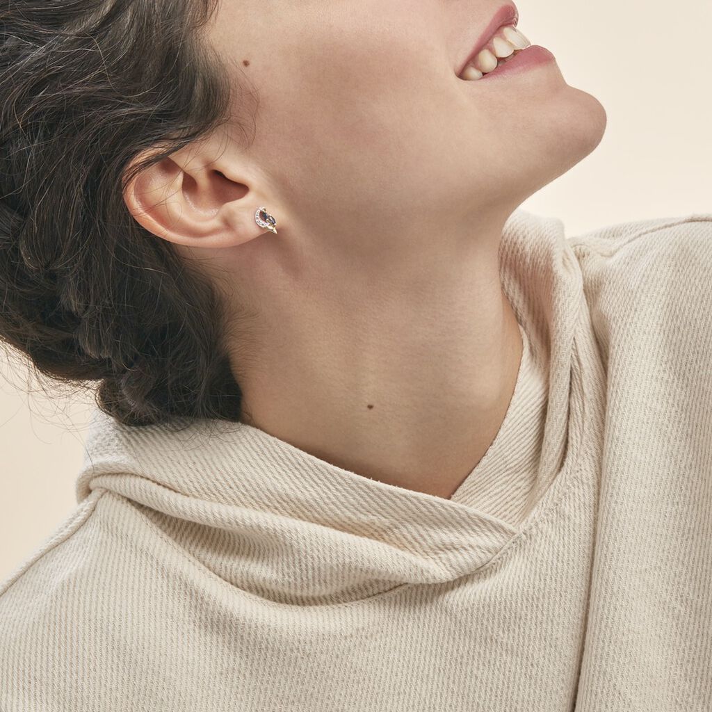 Boucles D'oreilles Puces Sakina Or Jaune Saphir Et Diamant Et Divers