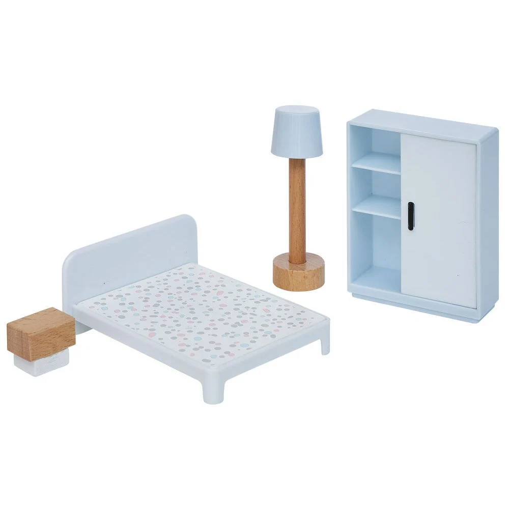 Accessoires chambre maison de poupée en bois x4