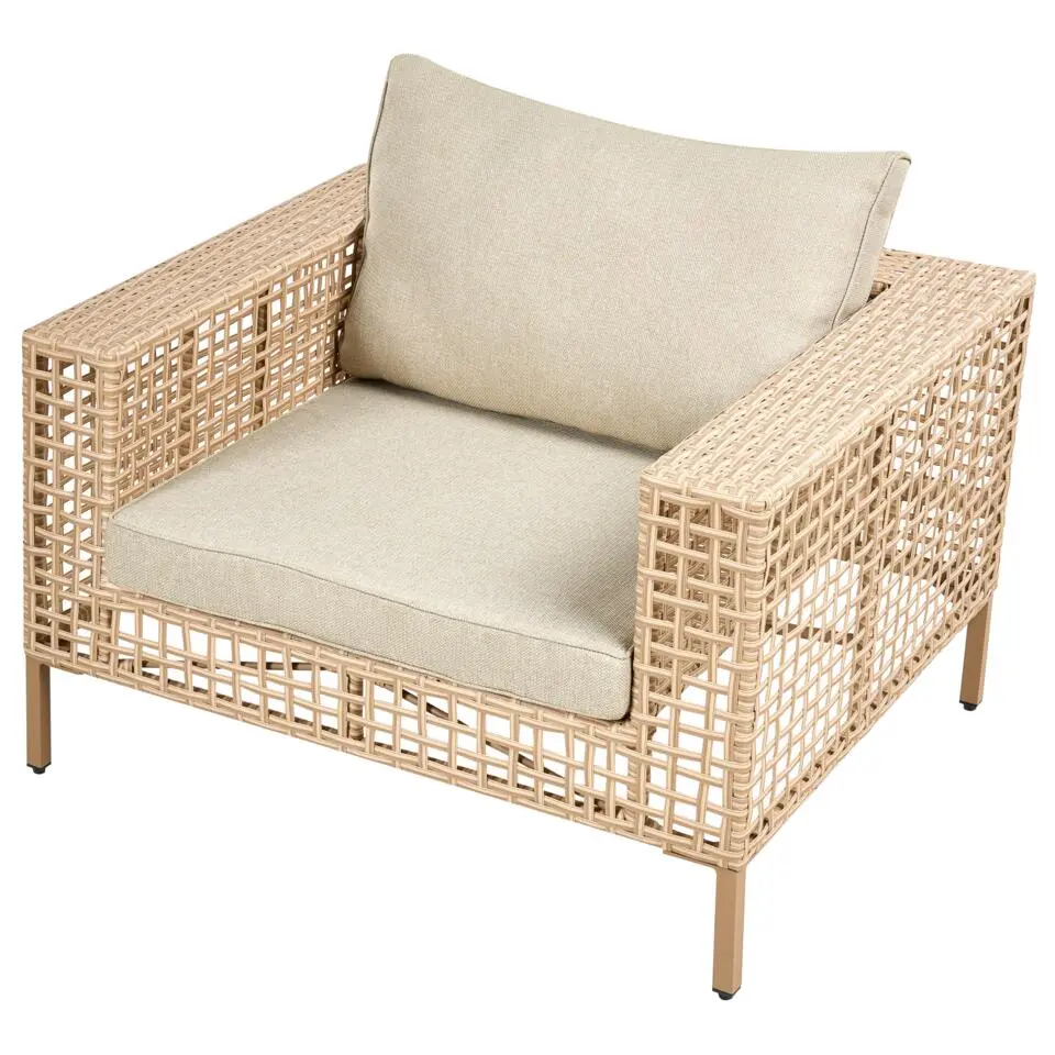 CALASETTA - Loungeset 4-zits - Beige - Rechtszijdig - PE rotan