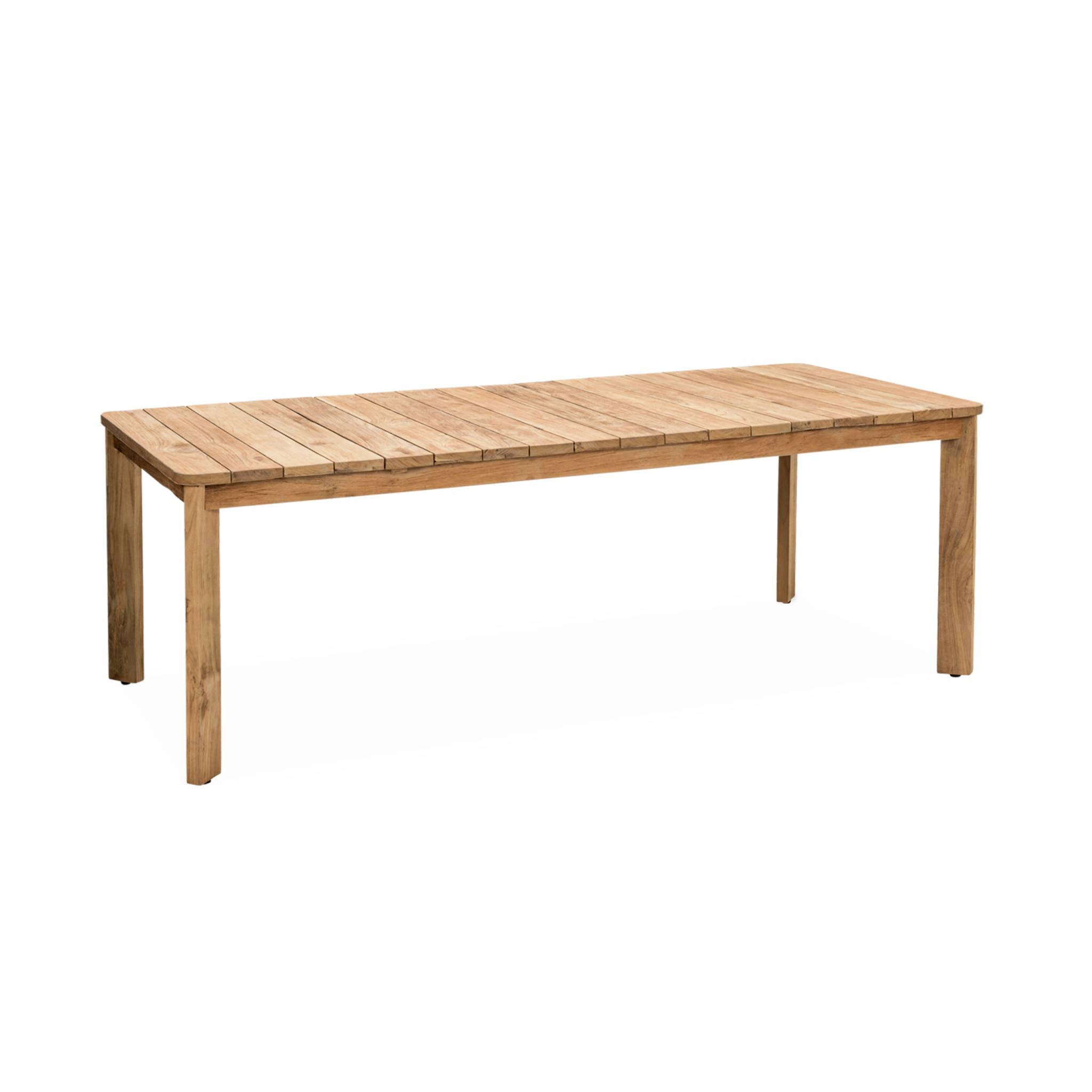Table intérieur/extérieur 8 places en teck recyclé. Jayapura. 220x100x76cm + 8 chaises en corde brasilia noir . Empilables