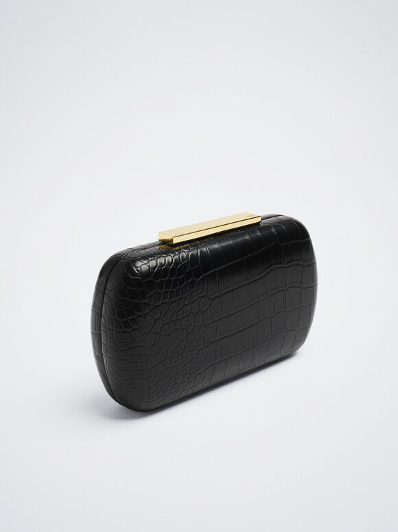 Clutch De Fiesta Grabado Animal - Preto