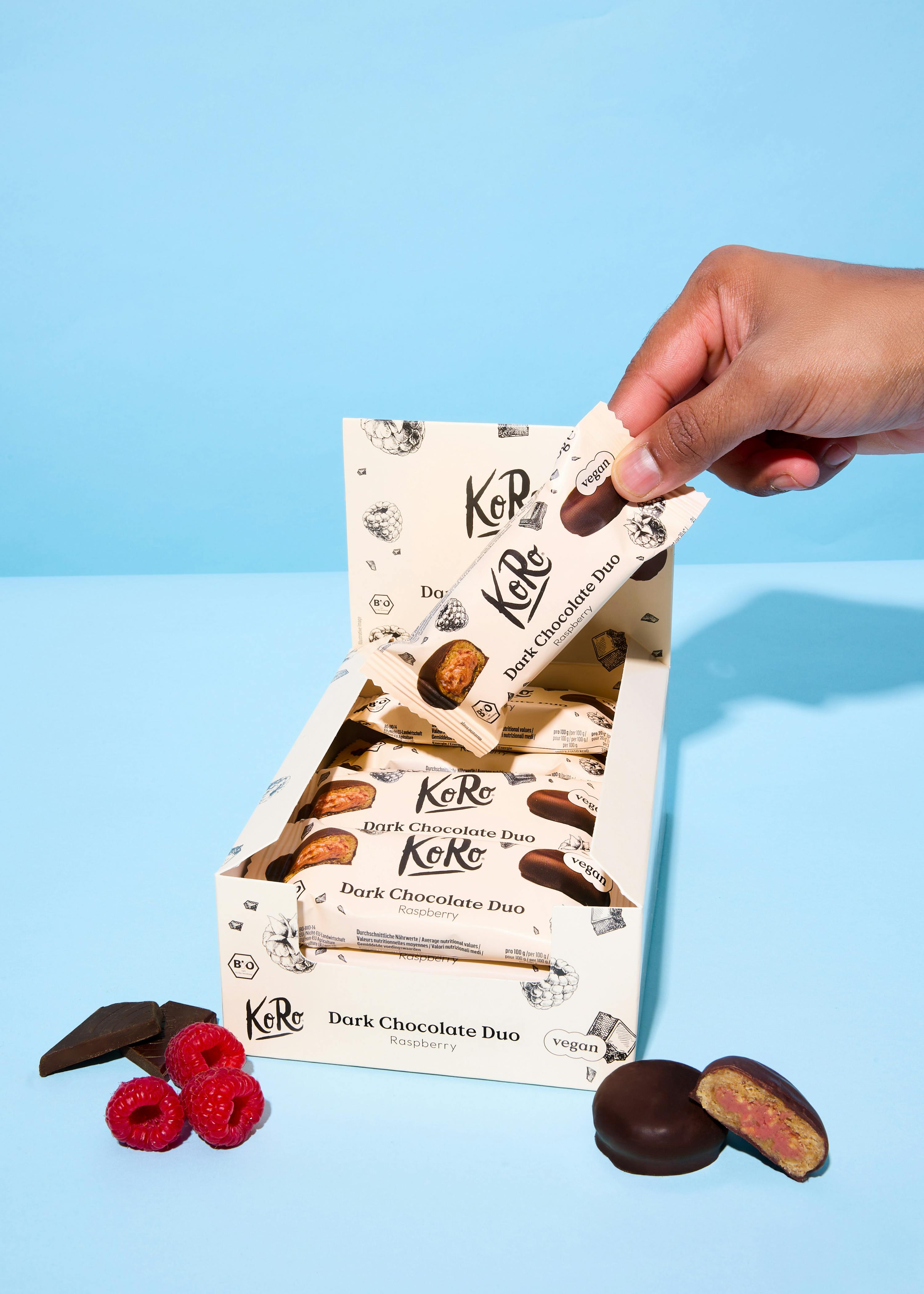 Bio Dark Chocolate Duo Raspberry 12 x 2 x 20 g