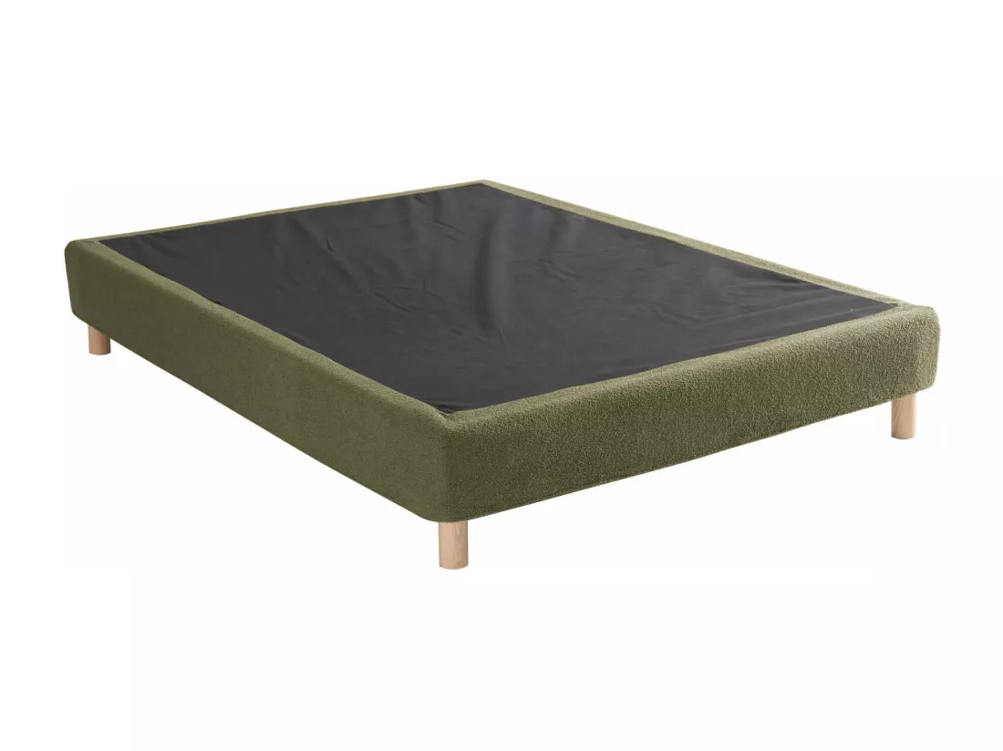Cache-sommier bouclette intégral kaki 140x190 - Boucletta