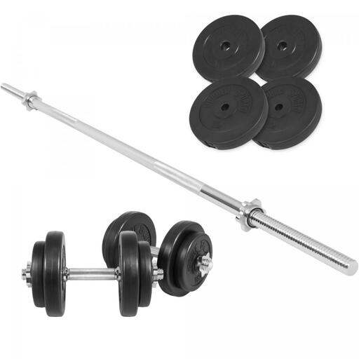 Conjunto de pesos Gorilla Sports de 60 kg com halteres e barra.