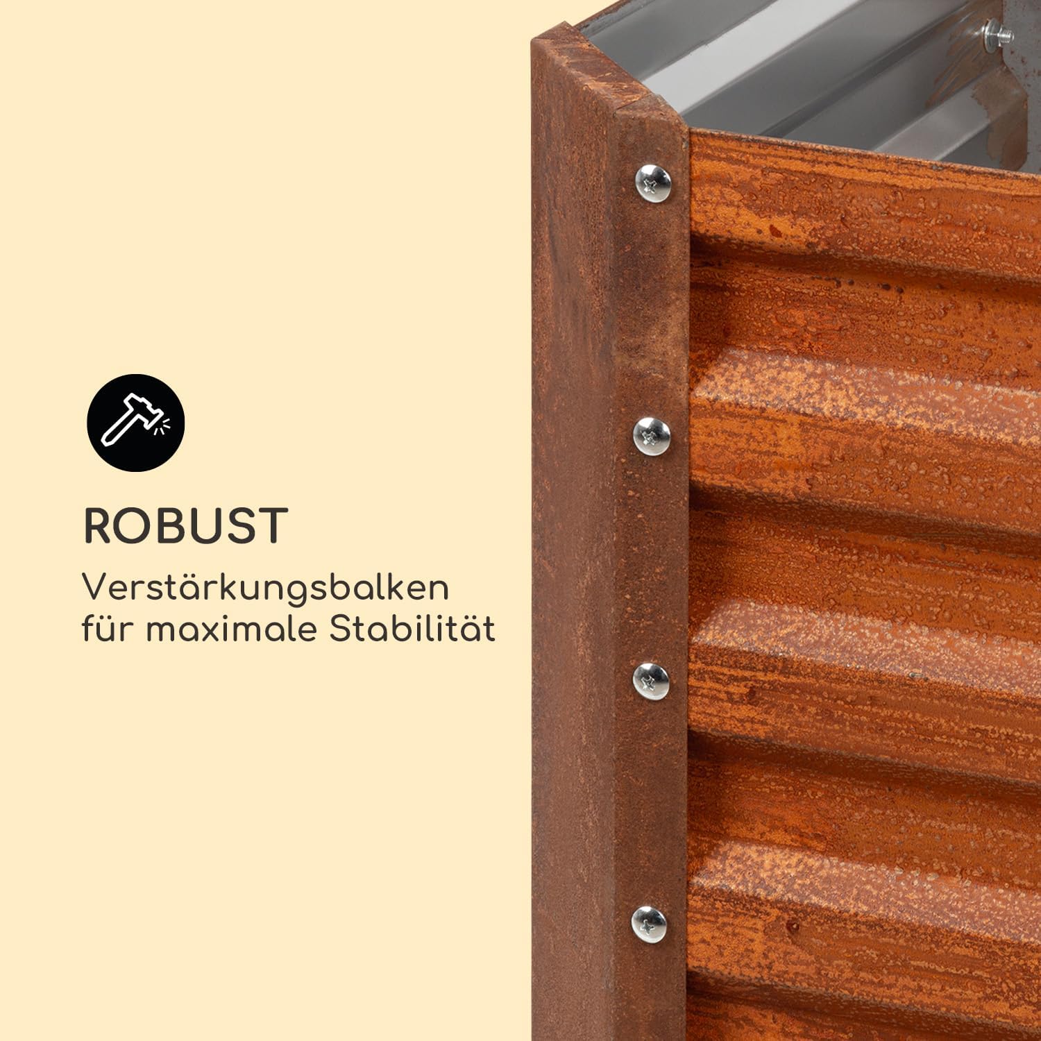 blumfeldt Rust Grow Hochbeet Gartenbeet, verzinktes Stahlblech, Materialstärke: 0,6 mm, einfache Montage, Rost-Finish, 120 x 60 x 60 cm (BxHxT), Rost