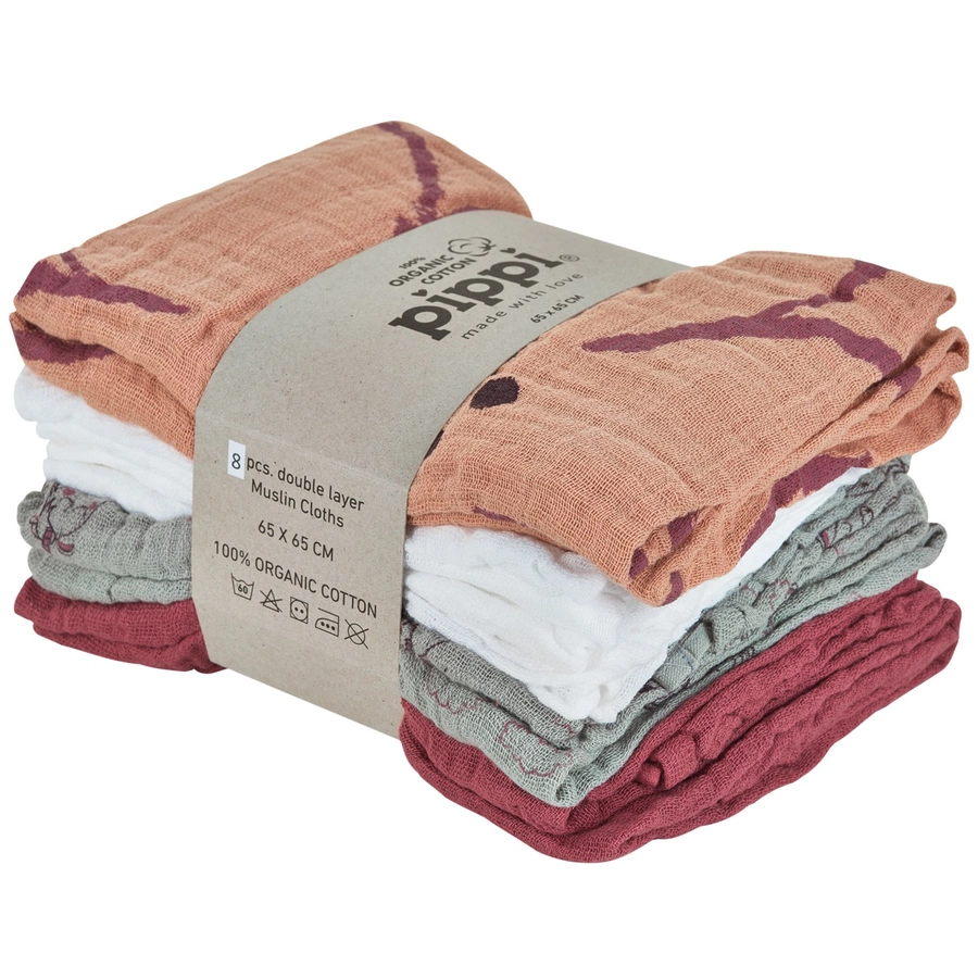 Pippi Muslin Tücher 8er Pack misty rose