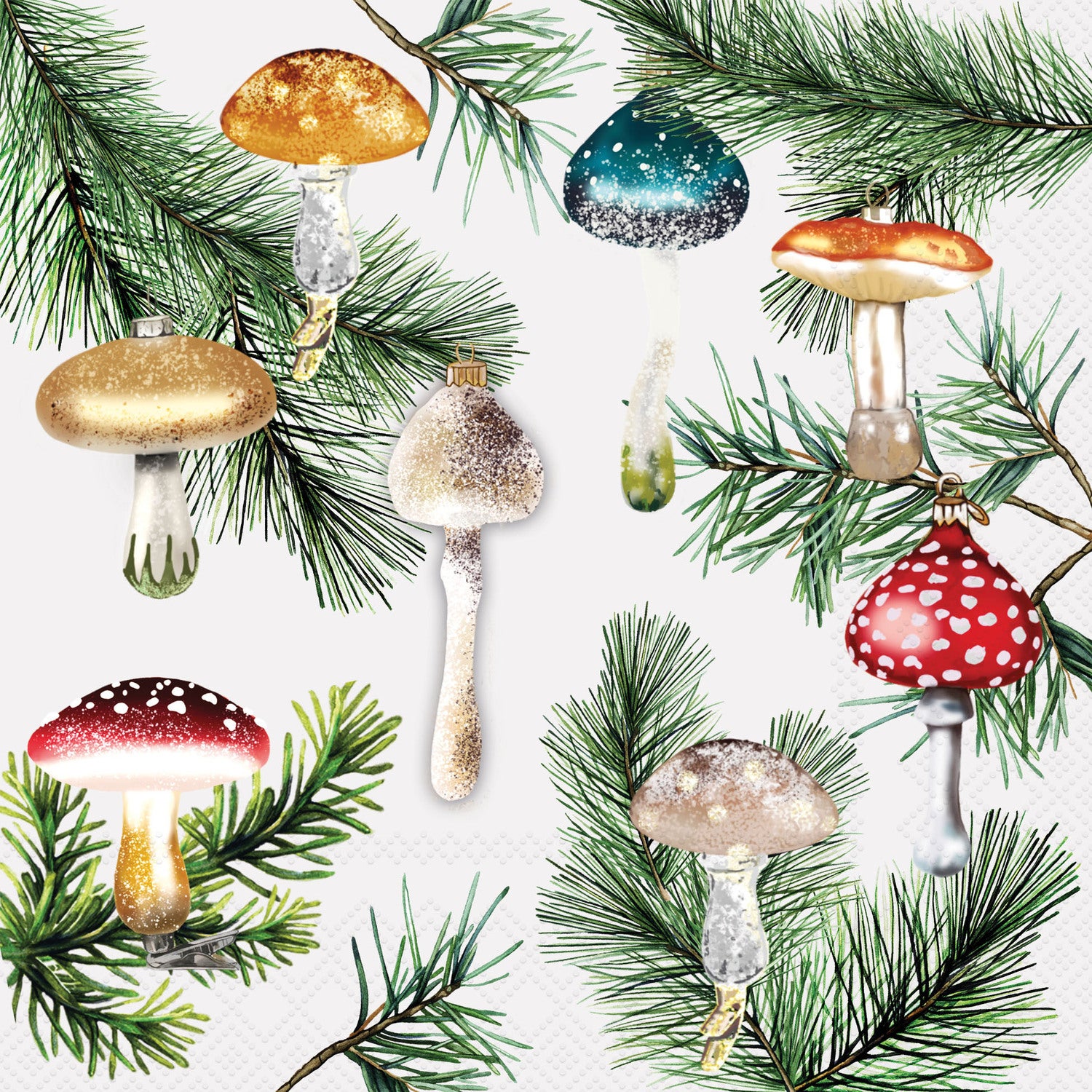 Ambiente servet paddenstoelen Milas 33 x 33 cm 20 stuks