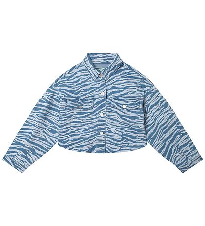 Kenzo Jeansshirt - Cropped - Hellblau m. Tigerstreifen/Orange