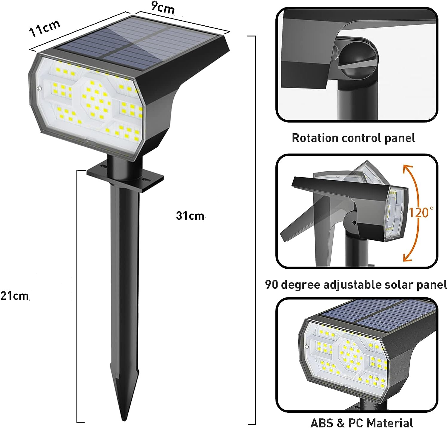 (4er Set) 56 LED's Solar Lampe Outdoor Gartenleuchte mit Dämmerungssensor   Erdspiess (IP68) - Kaltweiss