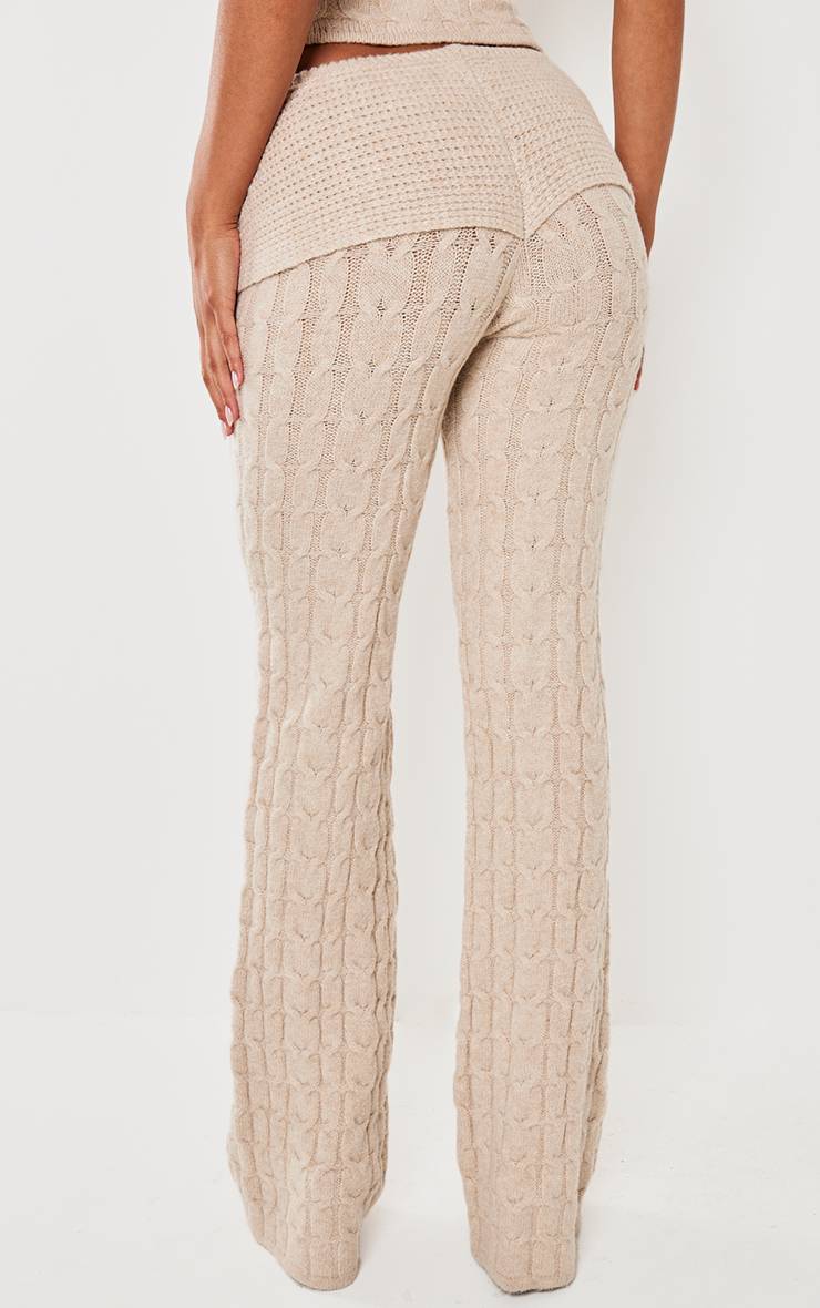 Avoine Pantalon Large En Maille Texturée Chinée À Taille Repliable