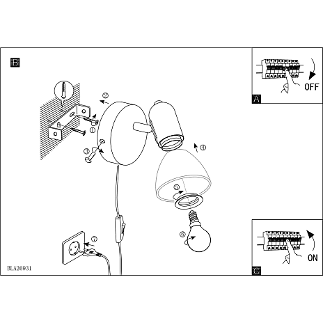 Palma spotlampe - børstet stål/hvid