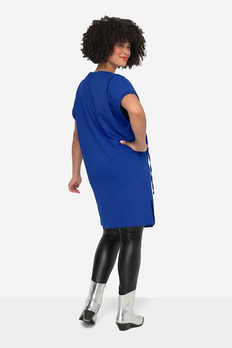 Long-Shirt, oversized, Schriftzug, Rundhals, Raffbänder