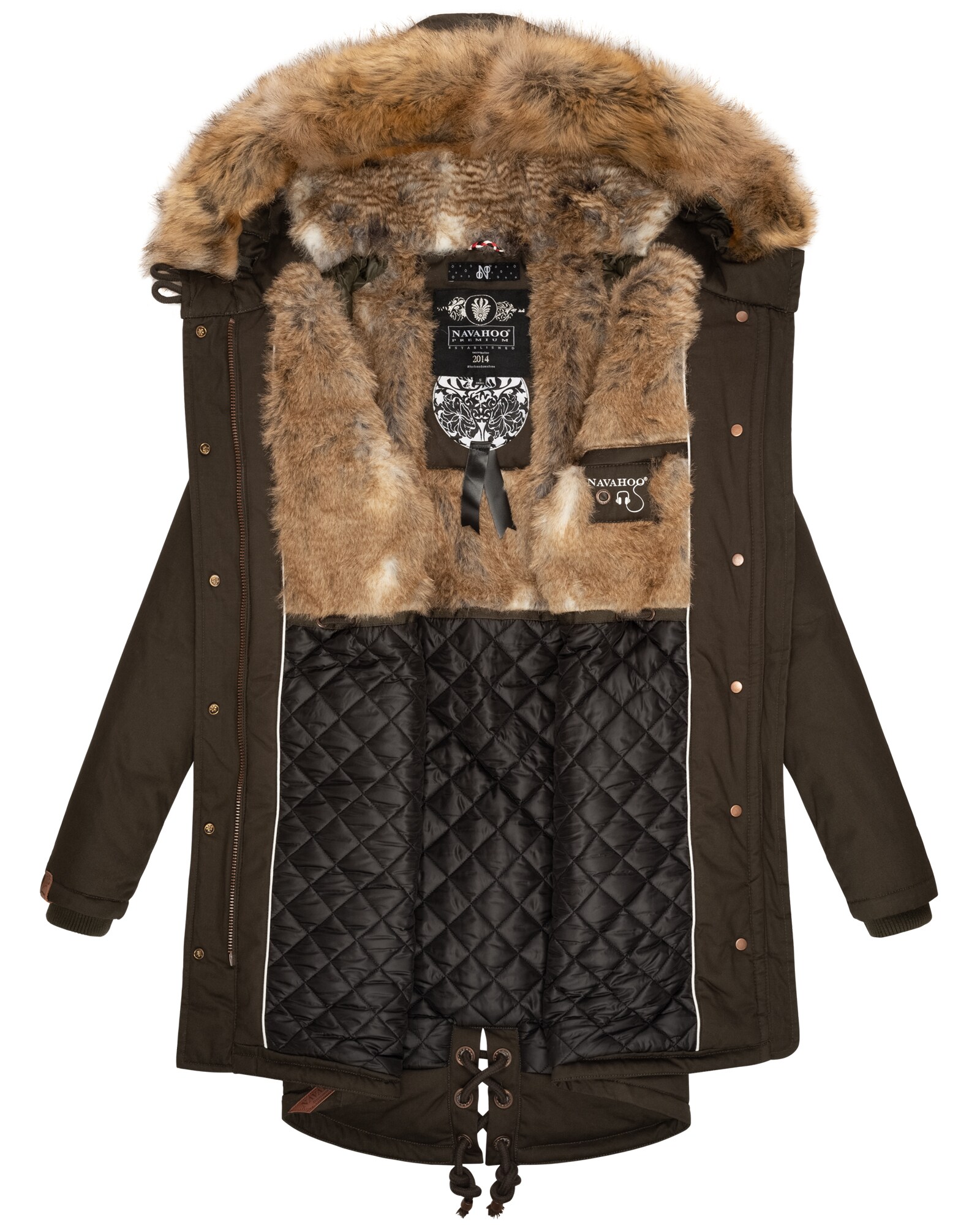 NAVAHOO Damen Warmer Wintermantel Winter Baumwollparka mit Kunstfell Rosinchen
