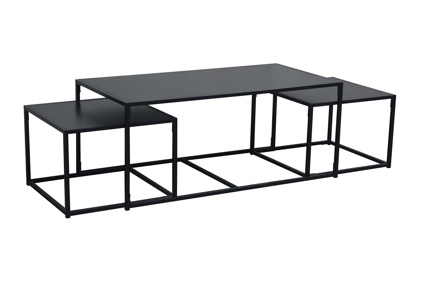 Derby sofabordsett Sett med 3 bord i sort med sortlakkert understell