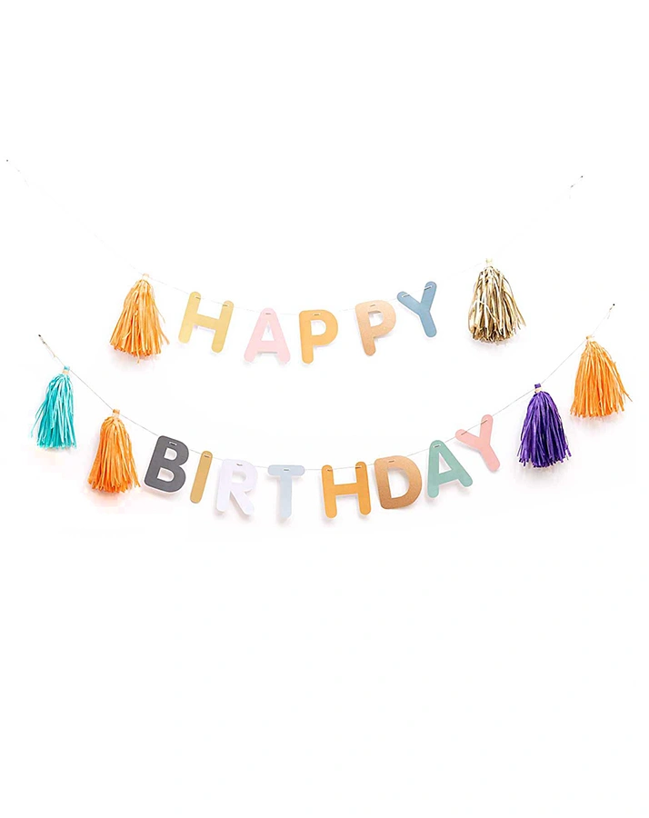 Girlande HAPPY BIRTHDAY (3m) mit Quasten