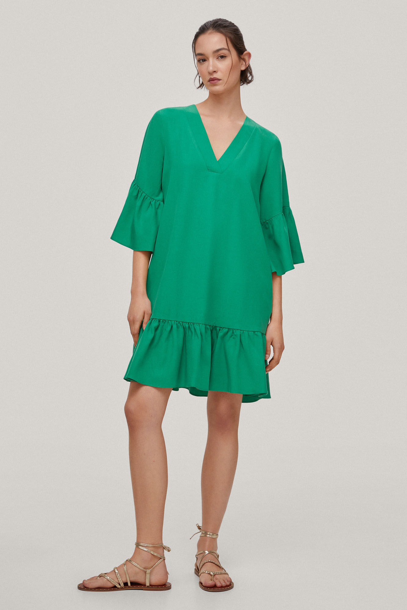 Vestido túnica em tencel e linho - Verde