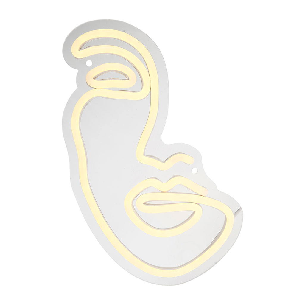 Néon visage USB blanc 25x17cm