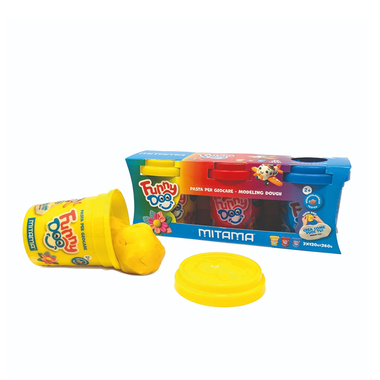(3er Set) FunnyDoo Kinder Knete DIY Modellier Spielzeug (3910019) - Basic