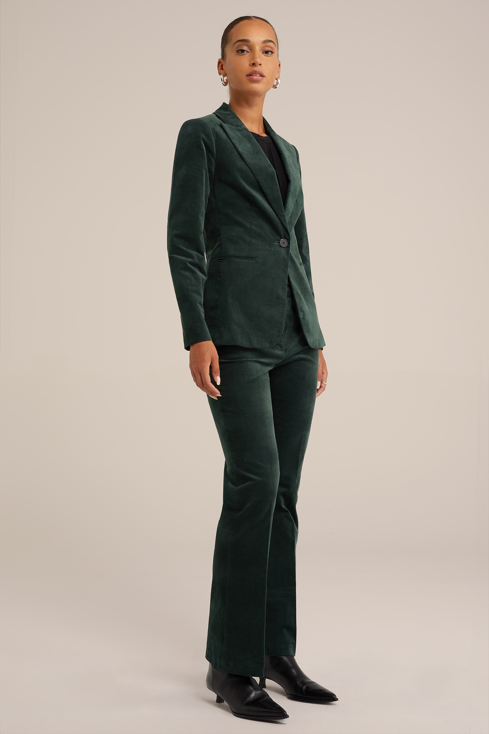 velvet flared pantalon WE Fashion Groen