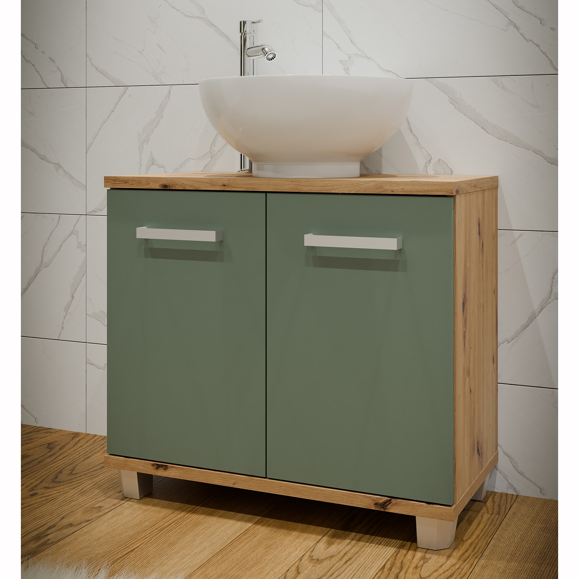 Waschbeckenunterschrank - Artisan Eiche - salbei - 69 cm