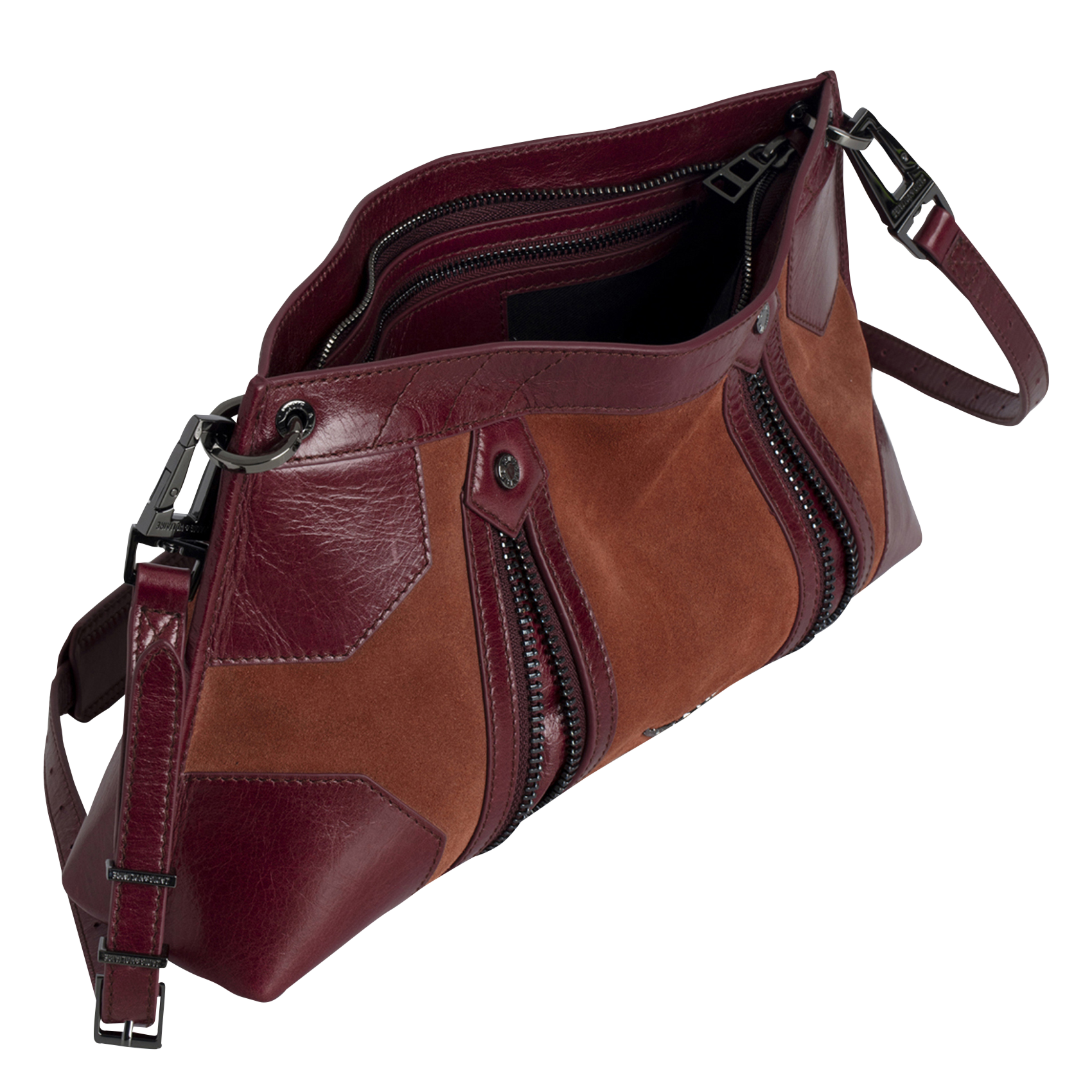 SUNNY MOODY - Sac bandoulière en cuir velours| Marron