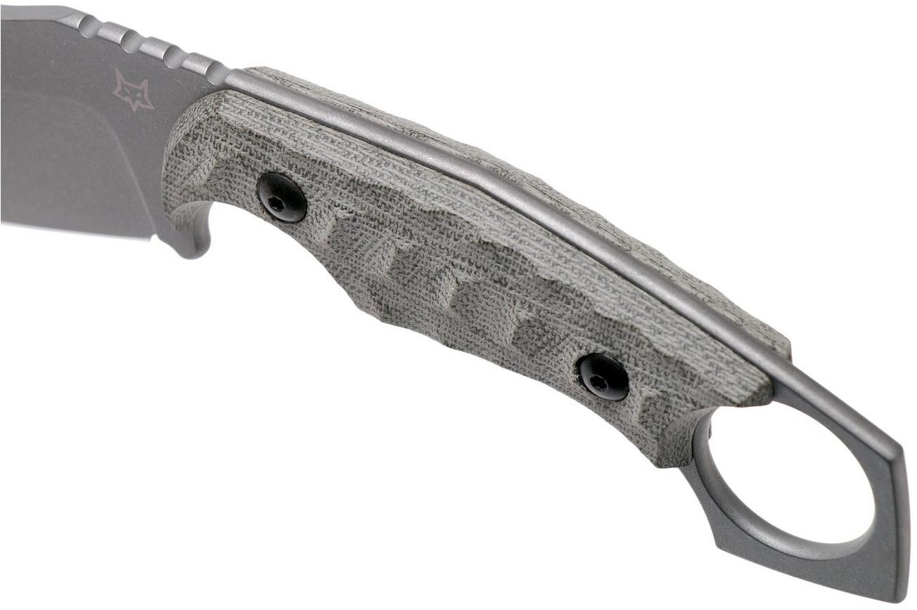 Fox Knives Monkey Thumper FX-633MOD OD Green Canvas Micarta vaststaand mes, Ken Vehikite design