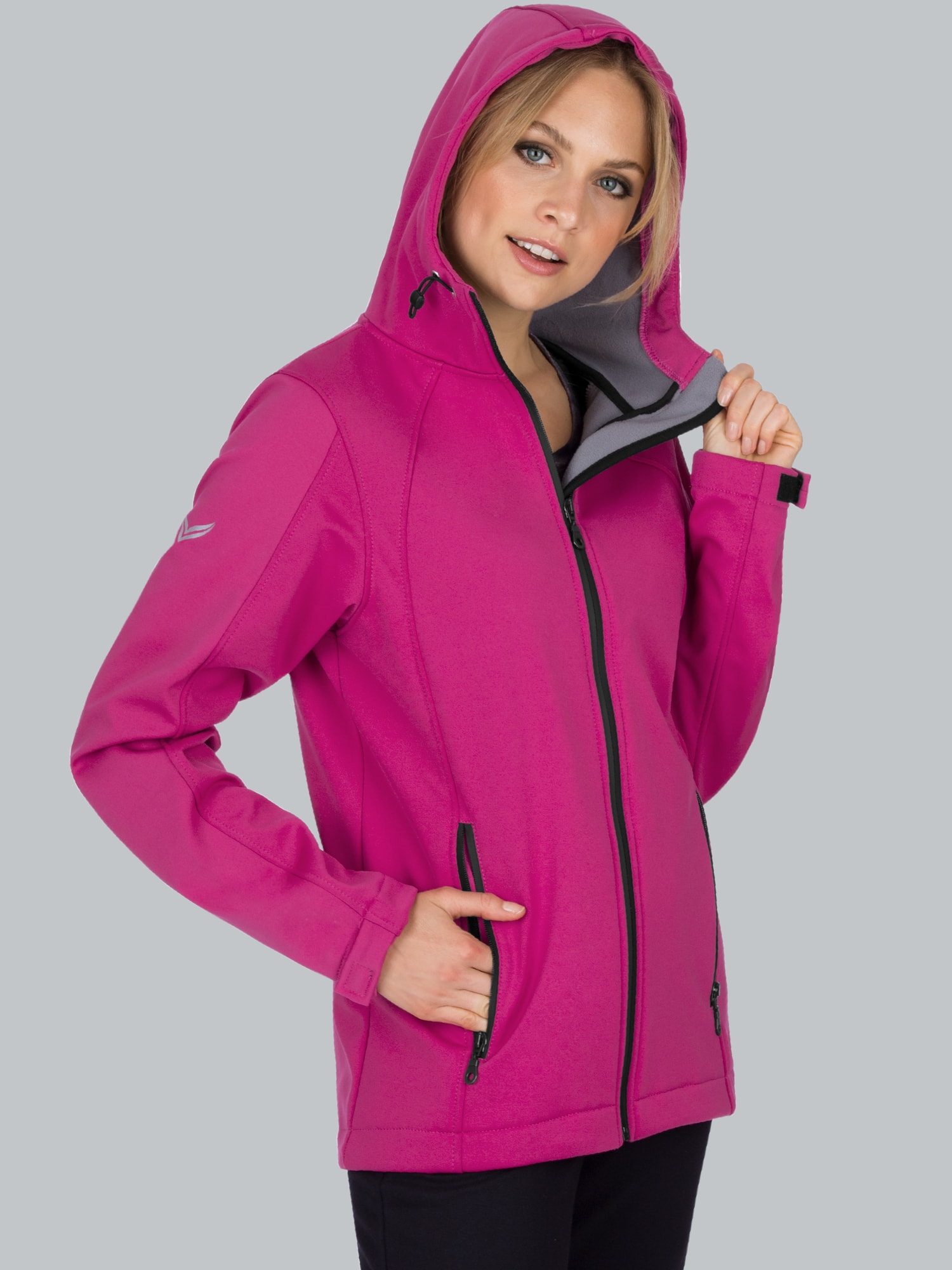 Taillierte Softshell–Kapuzenjacke Hibiskus