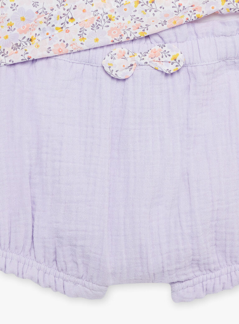 Body, bloomer et bandeau lilas à imprimé fleurs
