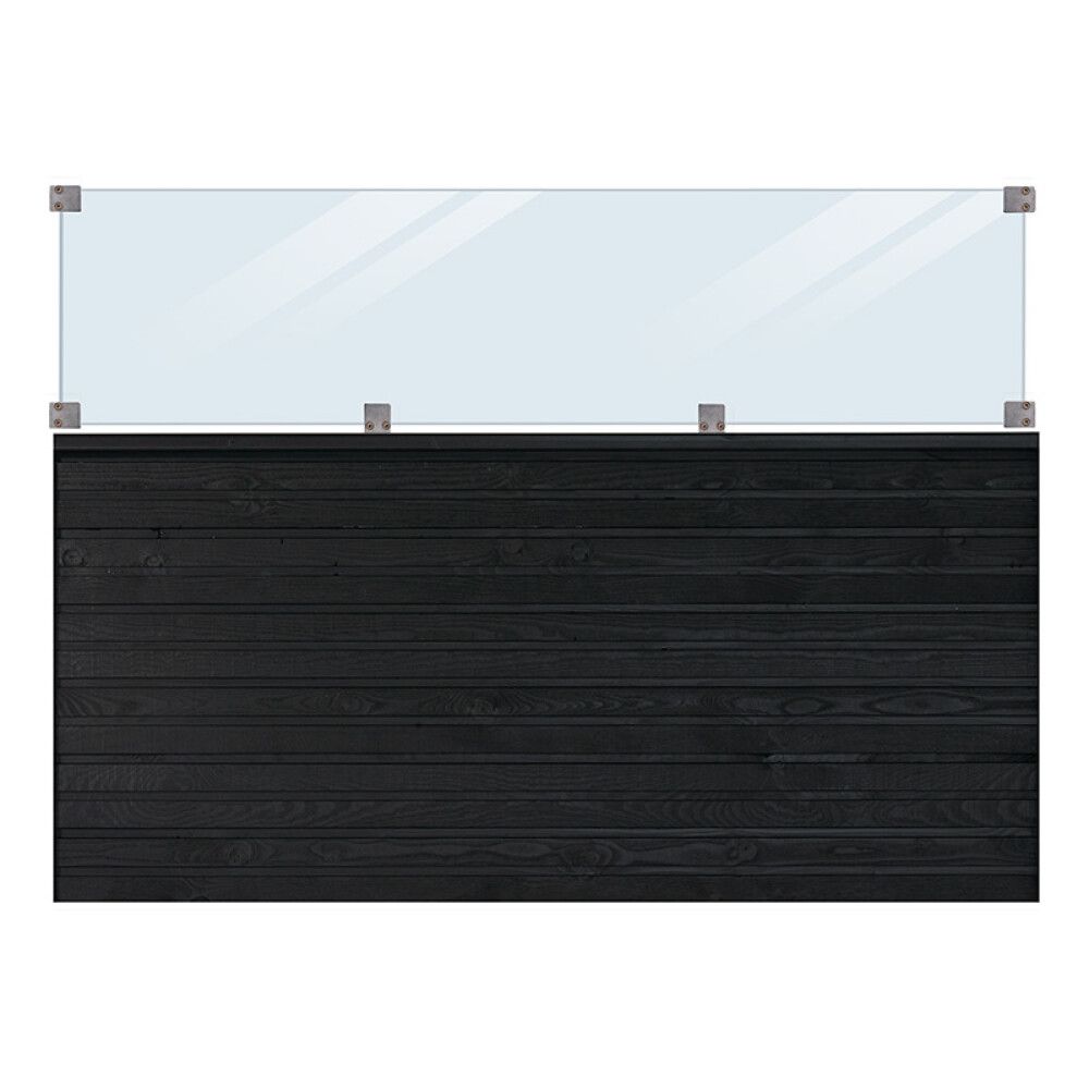 LEVEGG PLUS PLANK INKL. GLASSPROFIL 174X125CM SVART