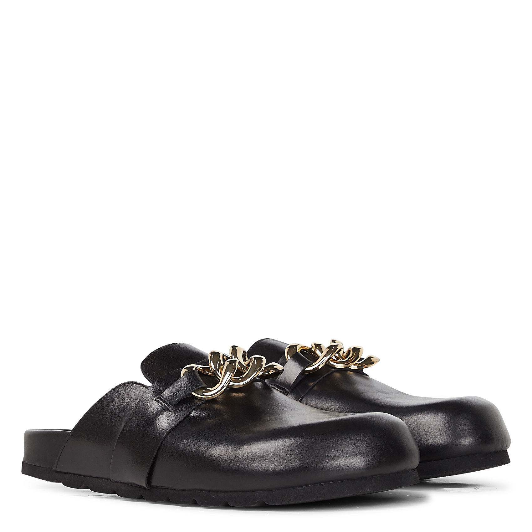 FIREPLACE CHAIN - Sabots en cuir| Noir