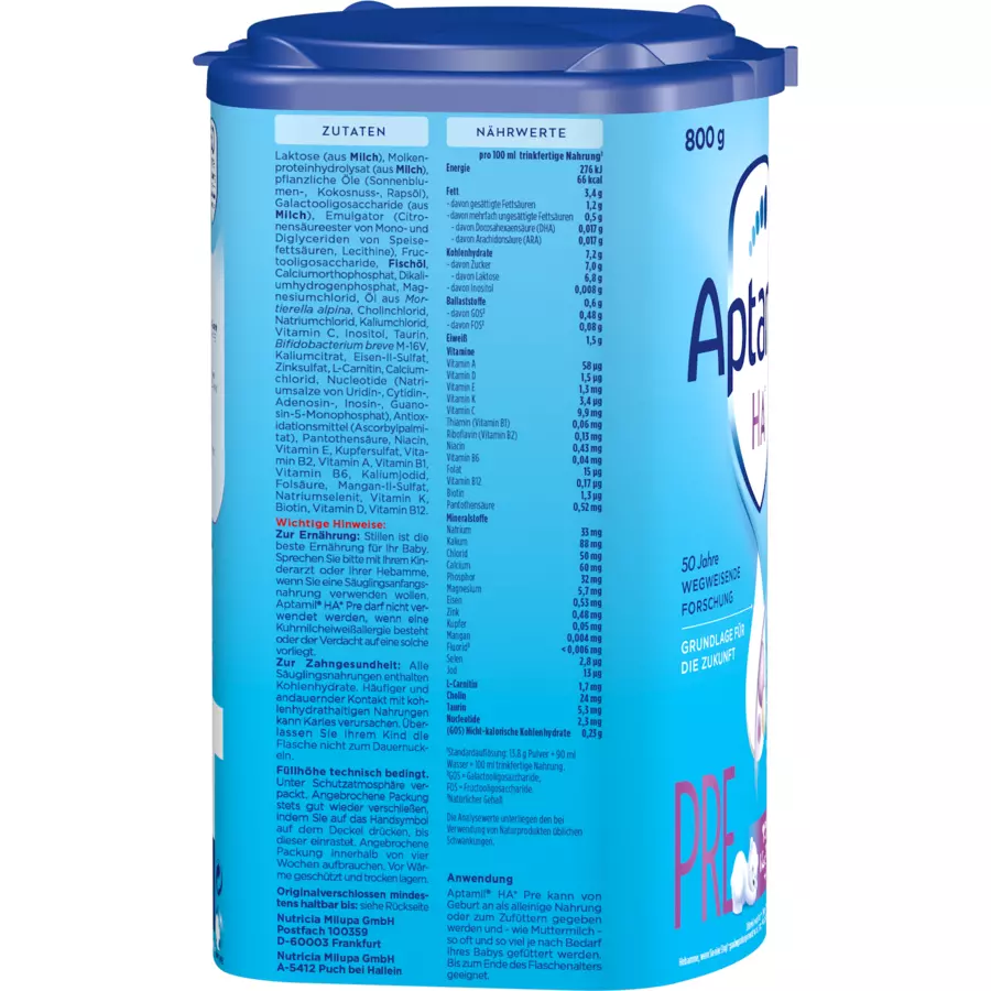 Aptamil Anfangsnahrung HA PRE mit hydrolisiertem Eiweiß 4 x 800 g ab der Geburt