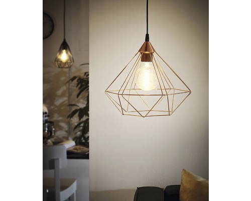 1-lamps hanglamp Ø 32,5 cm koperkleurig