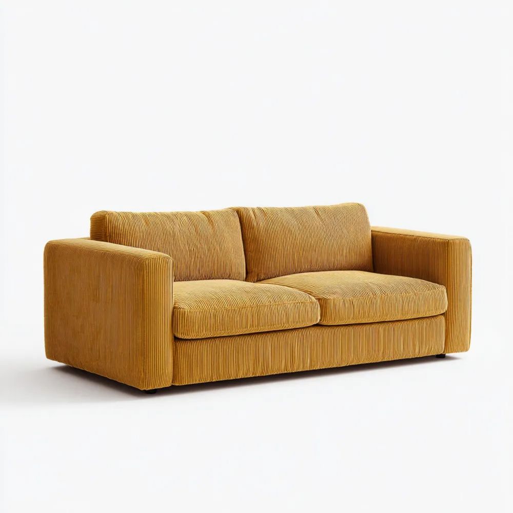 2-Sitzer-Sofa Cord 200x90x85 cm – Senfgelb – Modernes Design