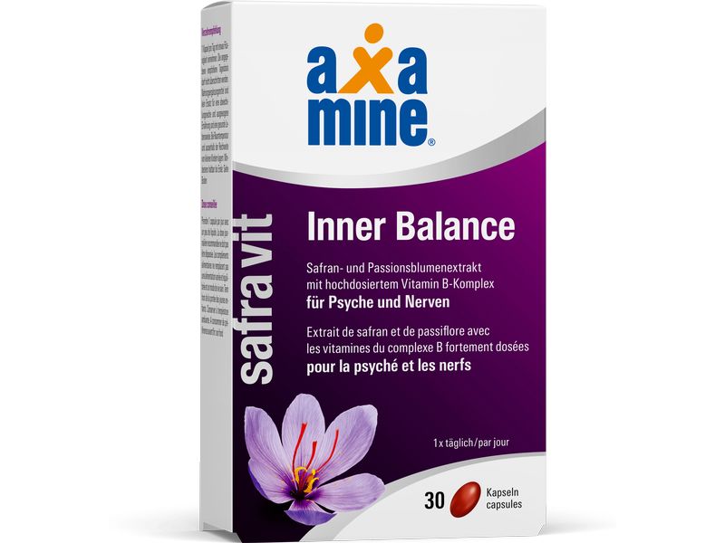 Axamine SafraVit Inner Balance 30 Kapseln Nahrungsergänzungsmittel mit Extrakten aus Safran und Passionsblume