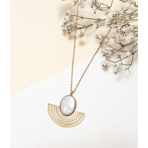 Collier azteque nacre blanche