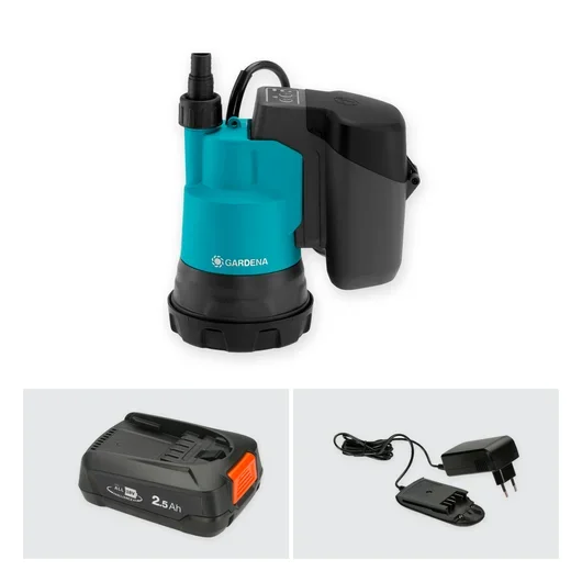 Gardena Battery-powered submersible pump for clean water 2000/2 18V, set.