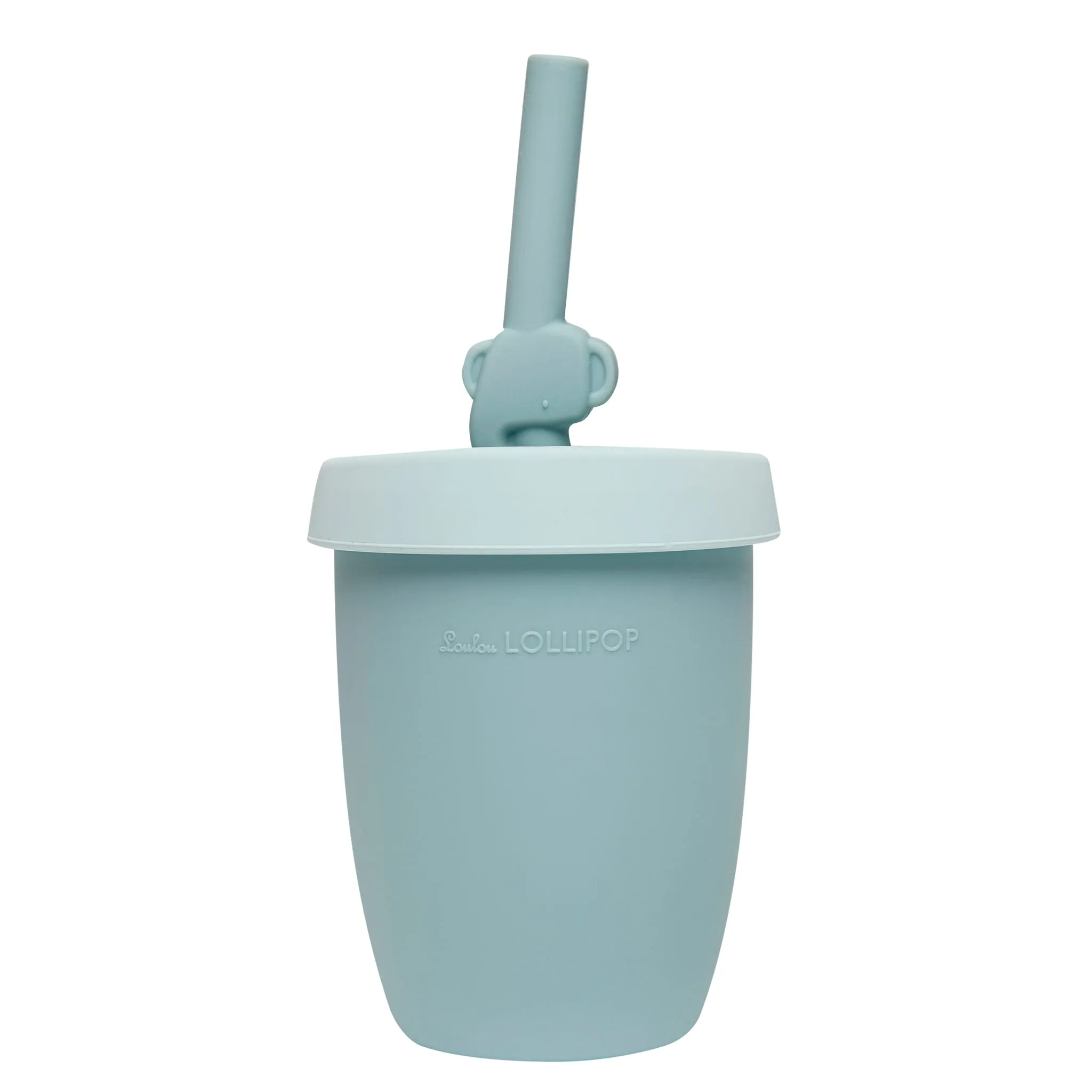 Loulou Lollipop Gobelet en Silicone avec Couvercle et Paille - Éléphant