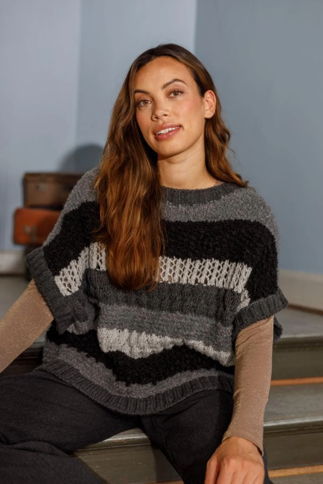 Black Colour Bcheidi Boucle Vest dark grey