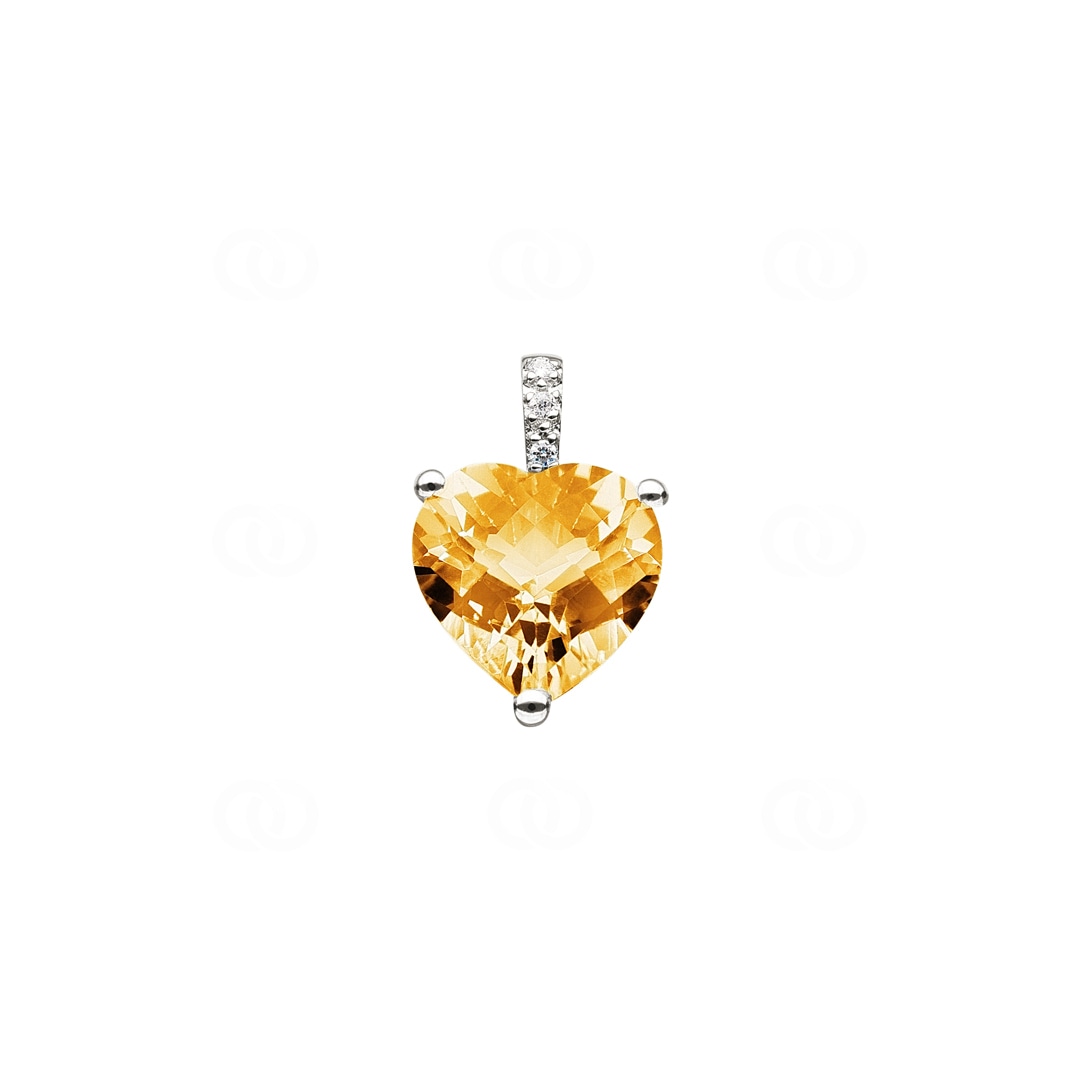 Anhänger 750/18 K Gelbgold Herz mit Citrin und Diamanten 0.01 ct H/si