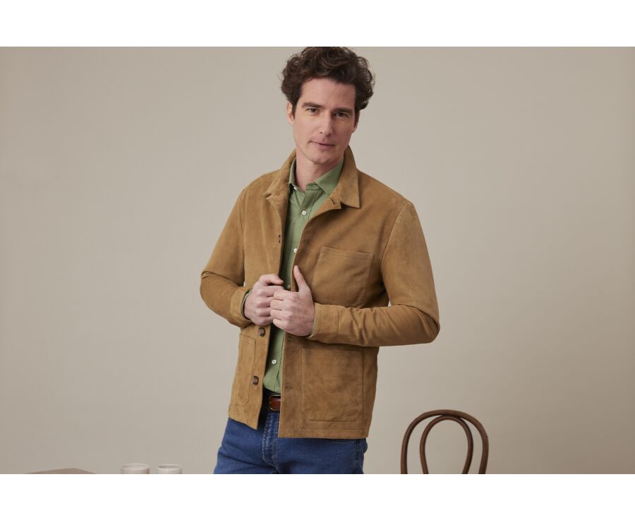 Veste en cuir daim homme Tabac - FAUSTIN